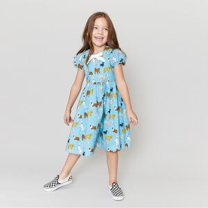 Pink Chicken Margaret Dress - Sky Blue Dogs